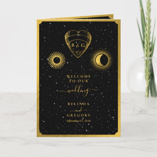 Celestial Sterren Maan Bruiloft Orde van Service Programma (Voorkant)