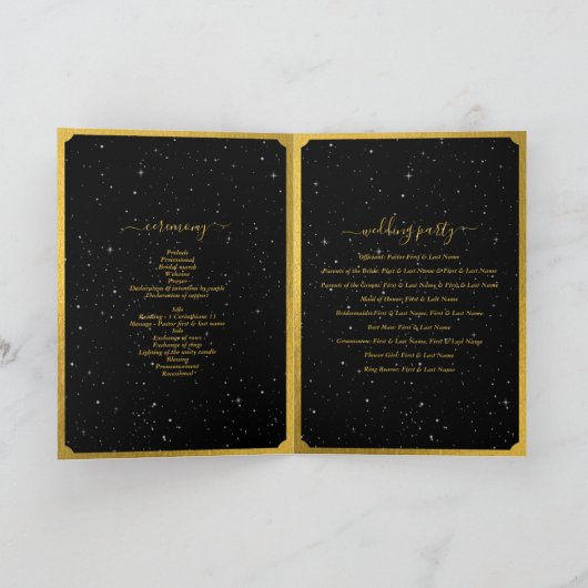 Celestial Sterren Maan Bruiloft Orde van Service Programma (Binnen)