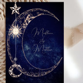 Celestial Sterren Maan Galaxy Elegant Bruiloft Kaart