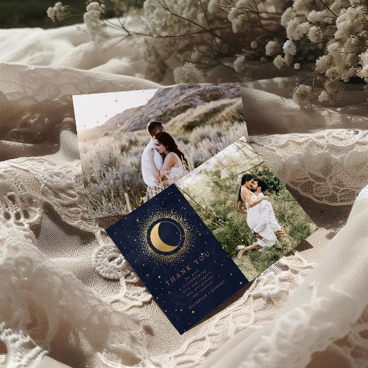 Celestial sterren twee foto bruiloft dank u kaart