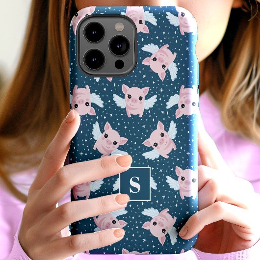 Celestial Sterren Vliegende Varkens Monogrammed Case-Mate iPhone Case