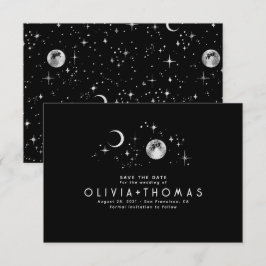 Celestial Sterrennacht Moon Black Save the Date