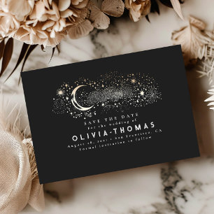 Celestial Sterrennacht Moon Black Save the Date