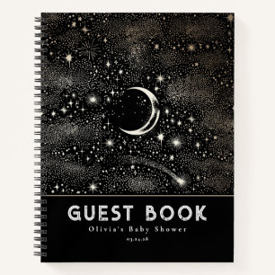 Celestial Sterrennacht Moon en Stars Black Notitieboek