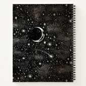 Celestial Sterrennacht Moon en Stars Black Notitieboek (Achterkant)
