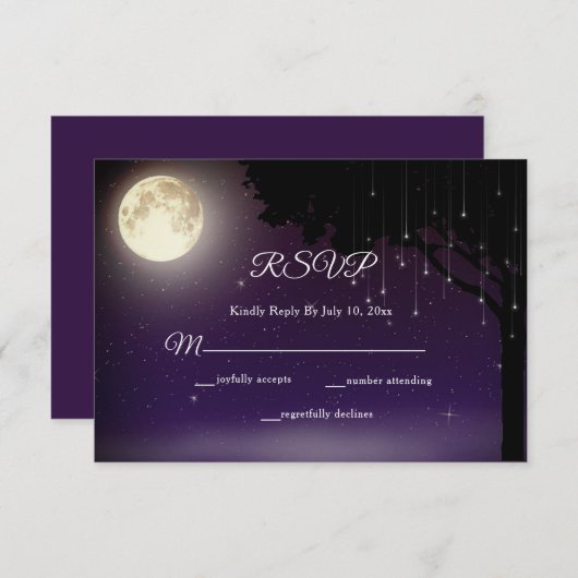 Celestial Sterrennacht String Lights Wedding RSVP Kaartje (Voorkant / Achterkant)