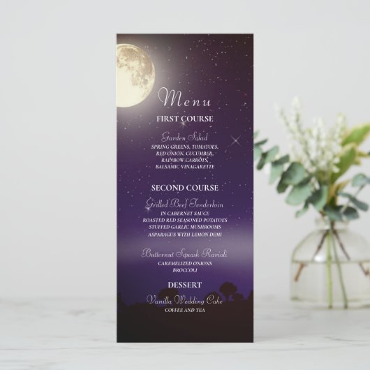 Celestial Sterrennacht Tree String Lights Wedding Menu (Staand voorkant)