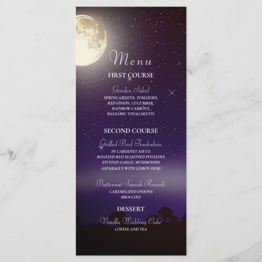 Celestial Sterrennacht Tree String Lights Wedding Menu (Voorkant)