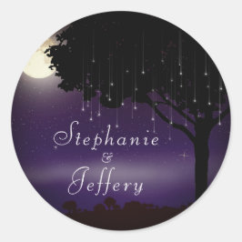 Celestial Sterrennacht Tree String Lights Wedding Ronde Sticker
