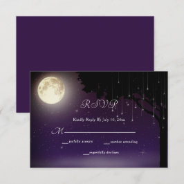 Celestial Sterrennacht Tree String Lights Wedding RSVP Kaartje