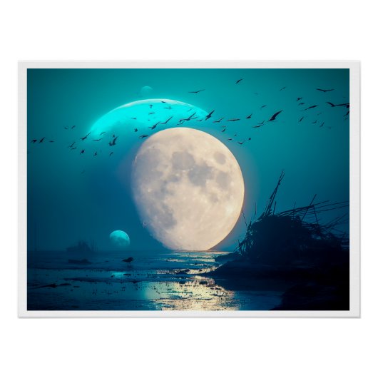 Celestial Stillness - Dreamscape Moonscape Perfect Poster (Voorkant)