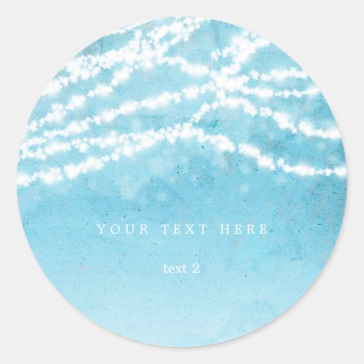 Celestial String Lights Blue Rustic Favor Stickers (Voorkant)