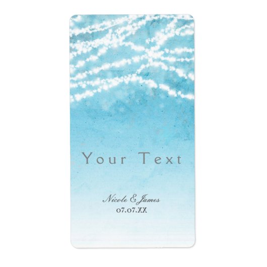 Celestial String Lights Blue Rustic Wine Label (Voorkant)