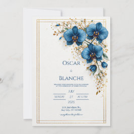 Celestial Sun and Dark Navy Foliage Wedding Kaart