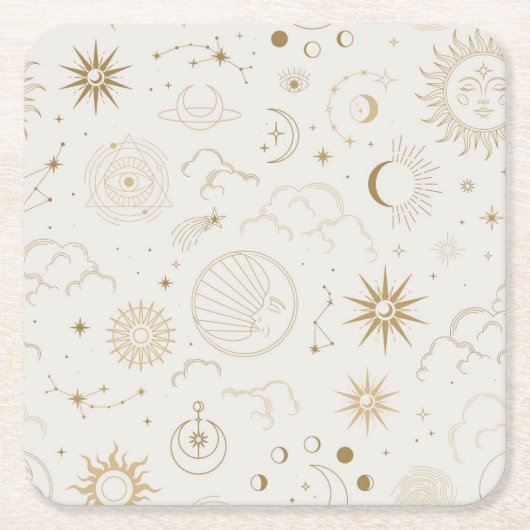 Celestial Sun and Moon Mystical Elements Kartonnen Onderzetters (Voorkant)