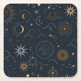 Celestial Sun and Moon Mystical Elements Kartonnen Onderzetters
