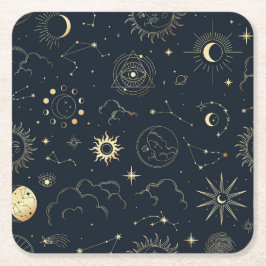 Celestial Sun and Moon Mystical Elements Kartonnen Onderzetters