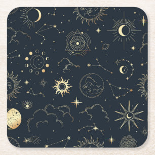 Celestial Sun and Moon Mystical Elements Kartonnen Onderzetters