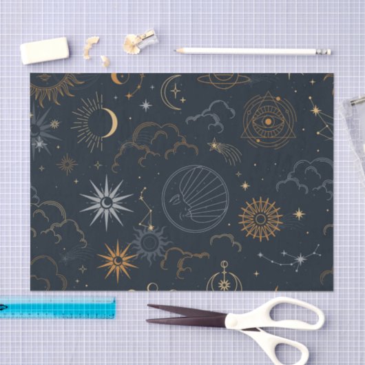 Celestial Sun and Moon Mystical Elements Tissuepapier (Craft)