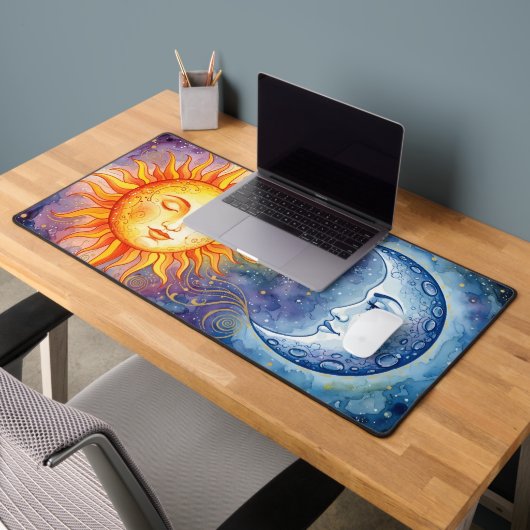 Celestial Sun and Moon Watercolor Bureaumat (Kantoor 2)