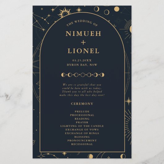 Celestial Sun and Moon Wedding Ceremony Programme (Voorkant)