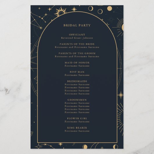 Celestial Sun and Moon Wedding Ceremony Programme (Achterkant)