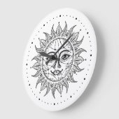Celestial Sun Black & White  Style Sun Face Grote Klok (Hoek)