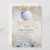 Celestial Sun, Blue Moon Rozen Sterren Sweet 16 Kaart (Voorkant)