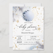 Celestial Sun, Blue Moon, Sterren Baby shower Kaart (Voorkant)