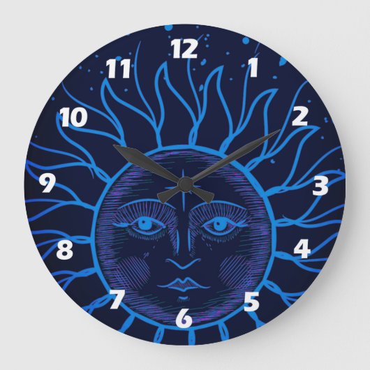 Celestial Sun clock with numbers Grote Klok (Voorkant)