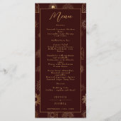 Celestial Sun Crescent Moon Bourgondië Golden Menu (Voorkant)