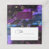 Celestial Sun Crescent Moon Galaxy Paarse Golden Plaatskaartje (Buitenkant ongevouwen)