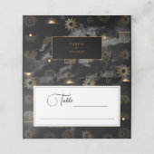 Celestial Sun Crescent Moon Galaxy Zwart Goud Plaatskaartje (Buitenkant ongevouwen)