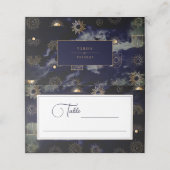 Celestial Sun Crescent Moon Gouden Marine Blauw Plaatskaartje (Buitenkant ongevouwen)