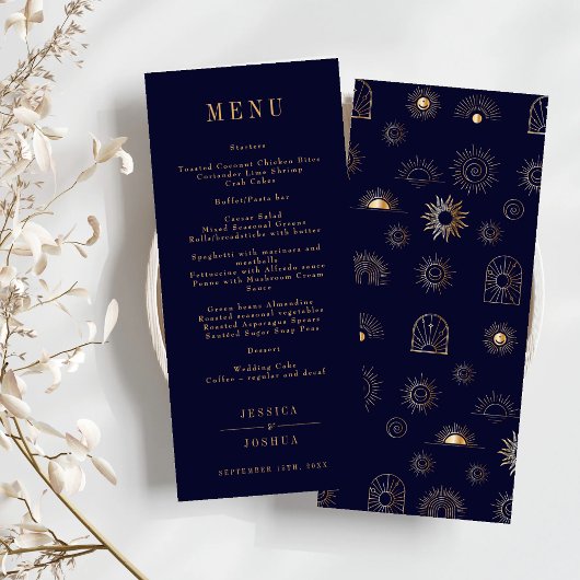 Celestial Sun Crescent Moon Gouden Marine Menu