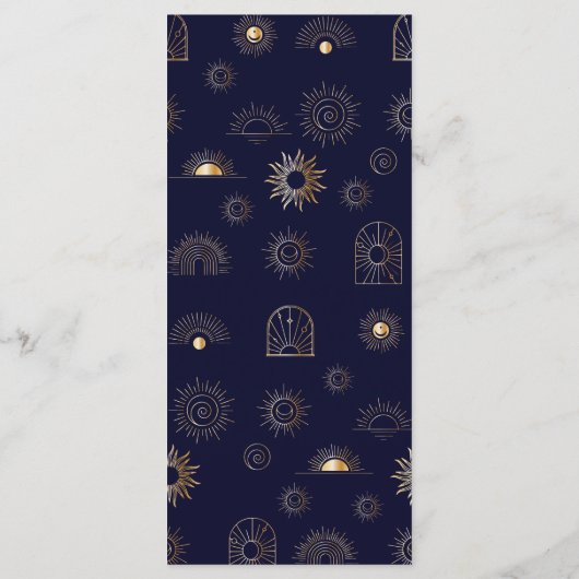 Celestial Sun Crescent Moon Gouden Marine Menu (Achterkant)