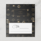 Celestial Sun Crescent Moon Gouden Zwart Plaatskaartje (Buitenkant ongevouwen)