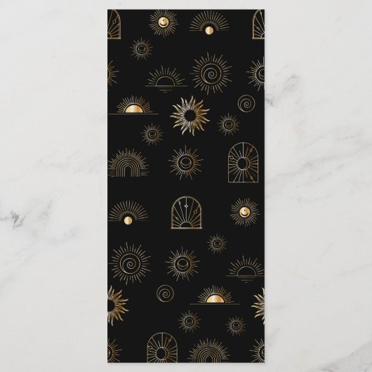 Celestial Sun Crescent Moon Zwart Gouden Menu (Achterkant)