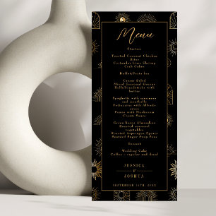 Celestial Sun Crescent Moon Zwart Gouden Menu