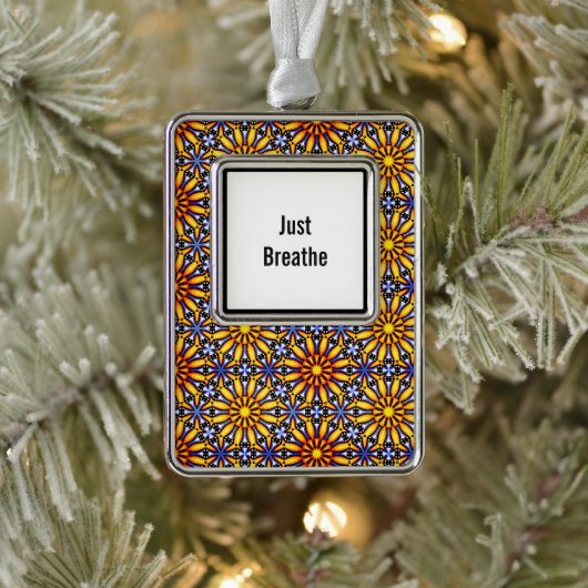 Celestial Sun Custom Mantra Verzilverd Omlijst Ornament (Boom)