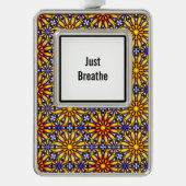 Celestial Sun Custom Mantra Verzilverd Omlijst Ornament (Voorkant)