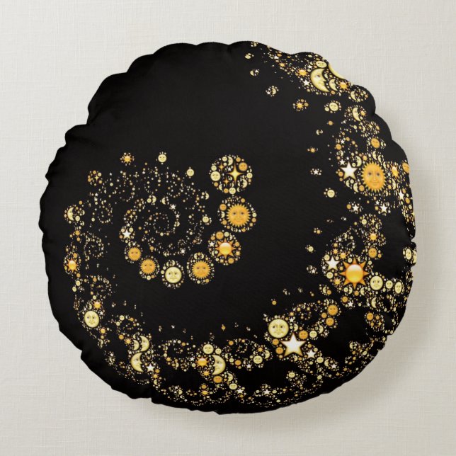 Celestial sun emoji symbool emojis hipster rond kussen (Voorkant)