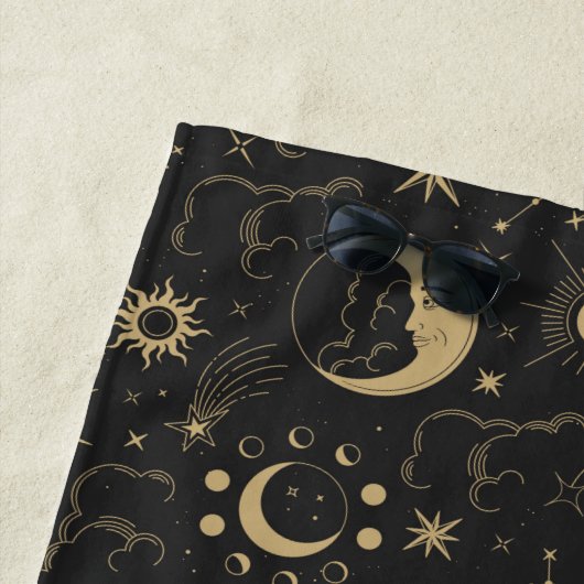 Celestial Sun en Moon Beach Towel Strandlaken (In situ)