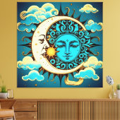 Celestial Sun en Moon Canvas Afdruk (Insitu (Woonkamer))
