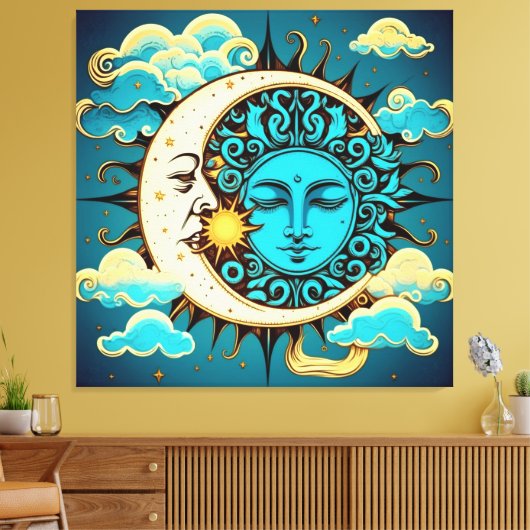 Celestial Sun en Moon Canvas Afdruk (Insitu (Woonkamer))