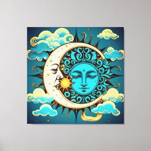 Celestial Sun en Moon Canvas Afdruk