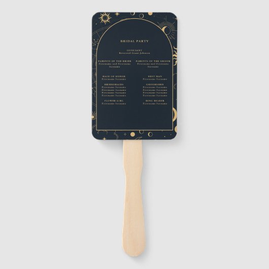 Celestial Sun en Moon Ceremony Programme Hand Fan Handwaaier (Achterkant)