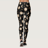 Celestial Sun en Moon Gold Black Pattern Leggings (Achterkant)