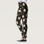 Celestial Sun en Moon Gold Black Pattern Leggings (Links)