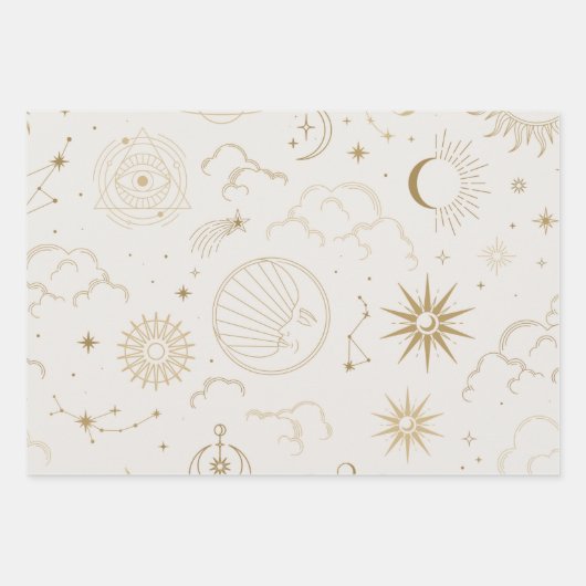 Celestial Sun en Moon Inpakpapier Vel (Voorkant 3)